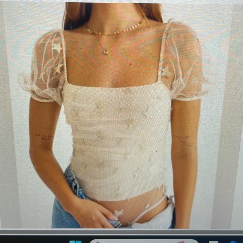 Le lis in the stars embroidered sheer bodysuit- worn once, brand new!